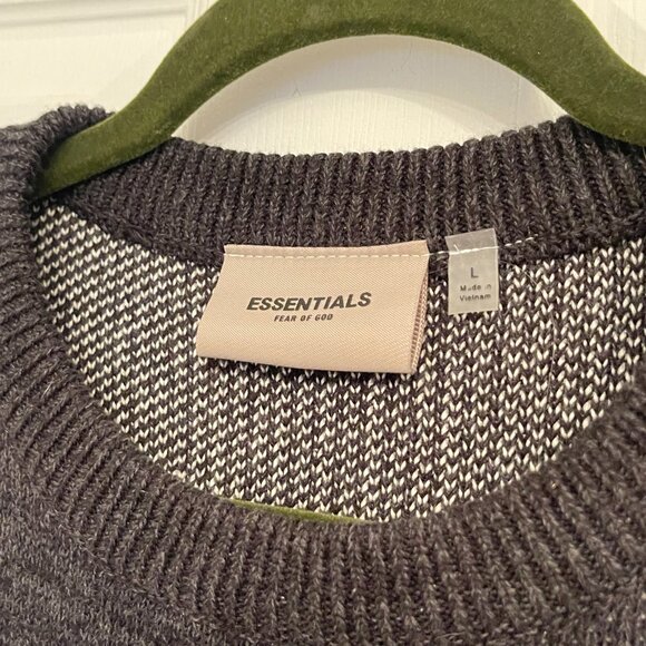 FEAR OF GOD ESSENTIALS Knit Sweater - Black/Dark Slate, Size Large - Picture 4 of 6